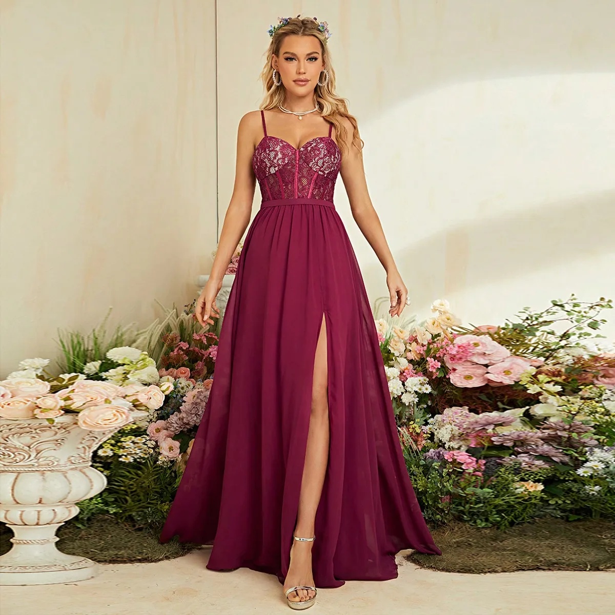 Solid color thin strap long ev - Embroidery Online Designs review and price