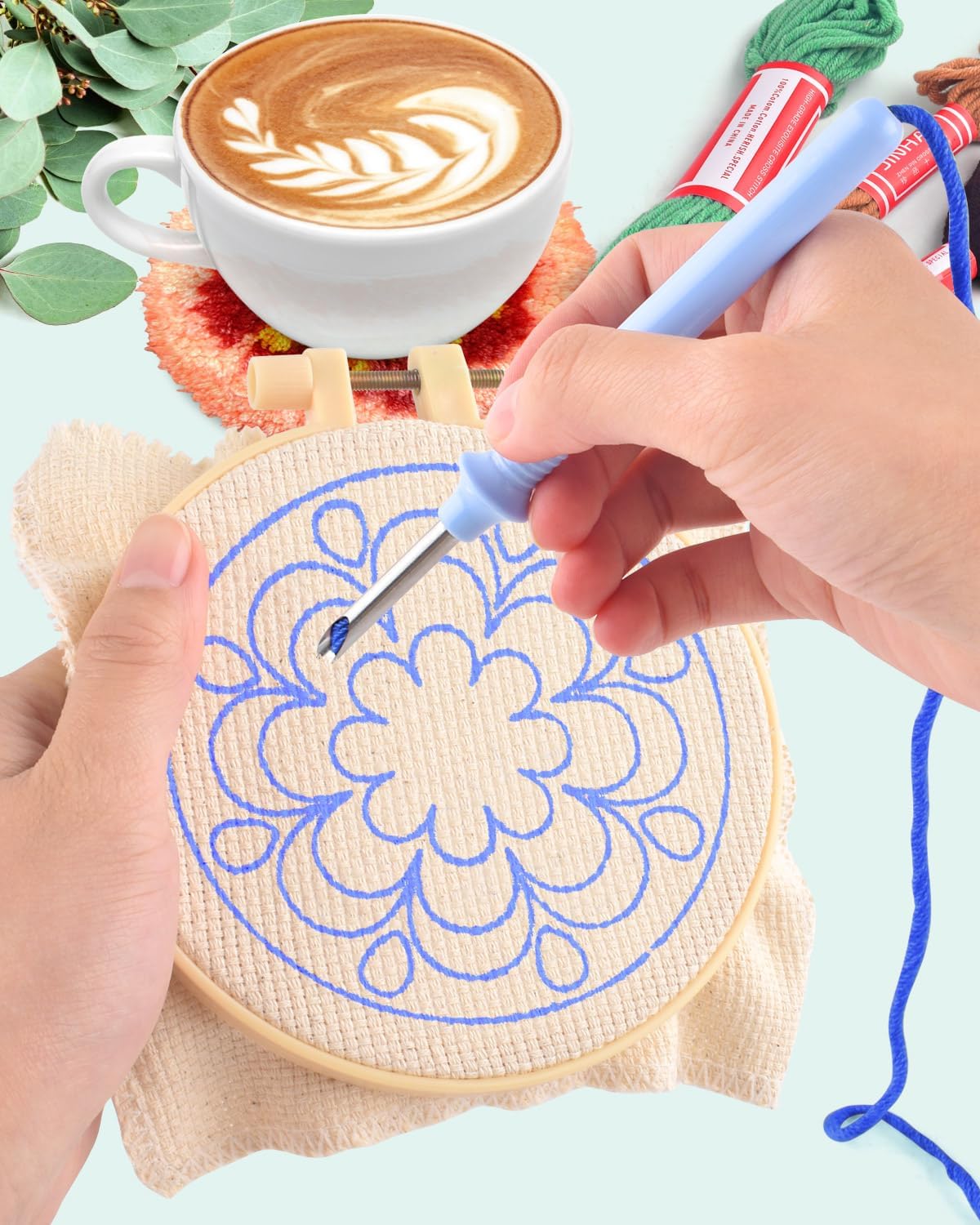 6Pcs Frog Punch Needle Coaster - Punch Needle Handle review and price