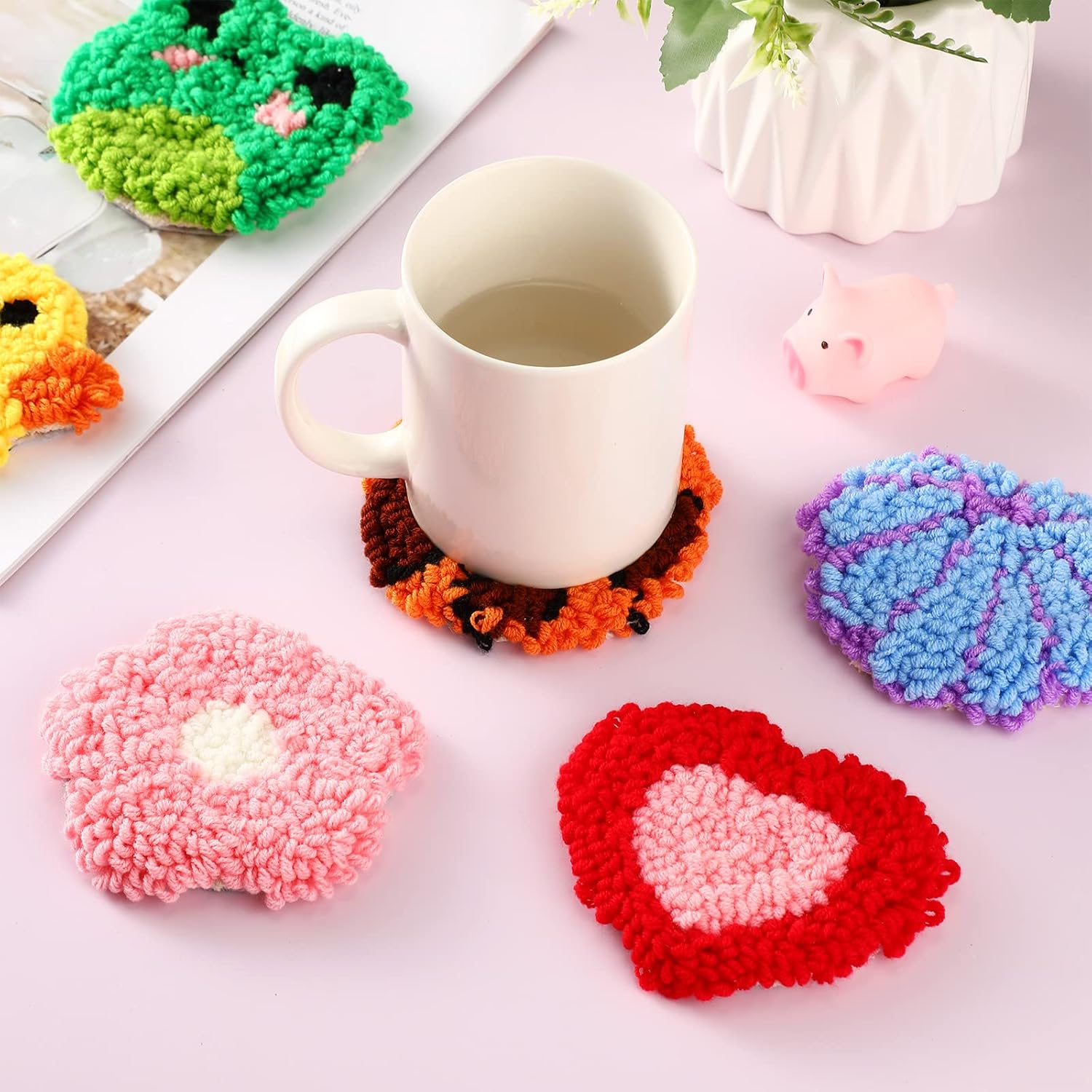 6Pcs Frog Punch Needle Coaster - Punch Needle Handle review and price
