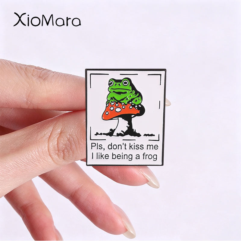 Frog Mushroom Badge Pls Don't  - Embroidery Kiss review and price