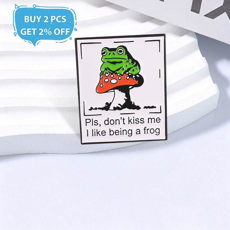 Frog Mushroom Badge Pls Don't  - Embroidery Kiss review and price