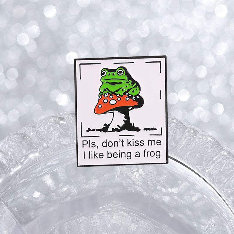 Frog Mushroom Badge Pls Don't  - Embroidery Kiss review and price