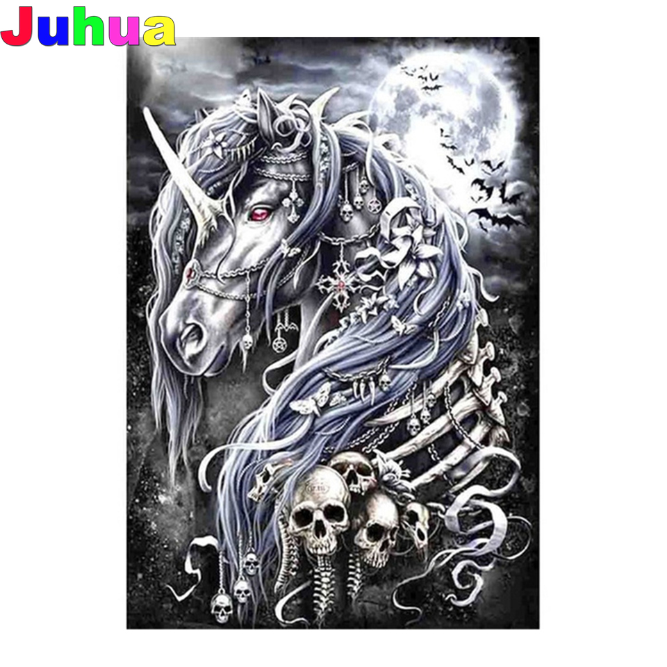 Skull unicorn Full drill Diamo - Embroidery Unicorn review and price