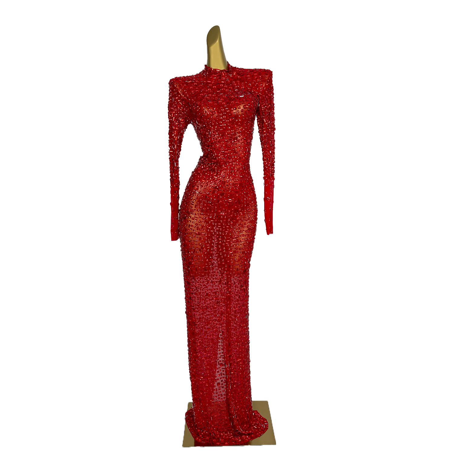 Red Diamonds Dress See Through - Embroidery Abaya review and price
