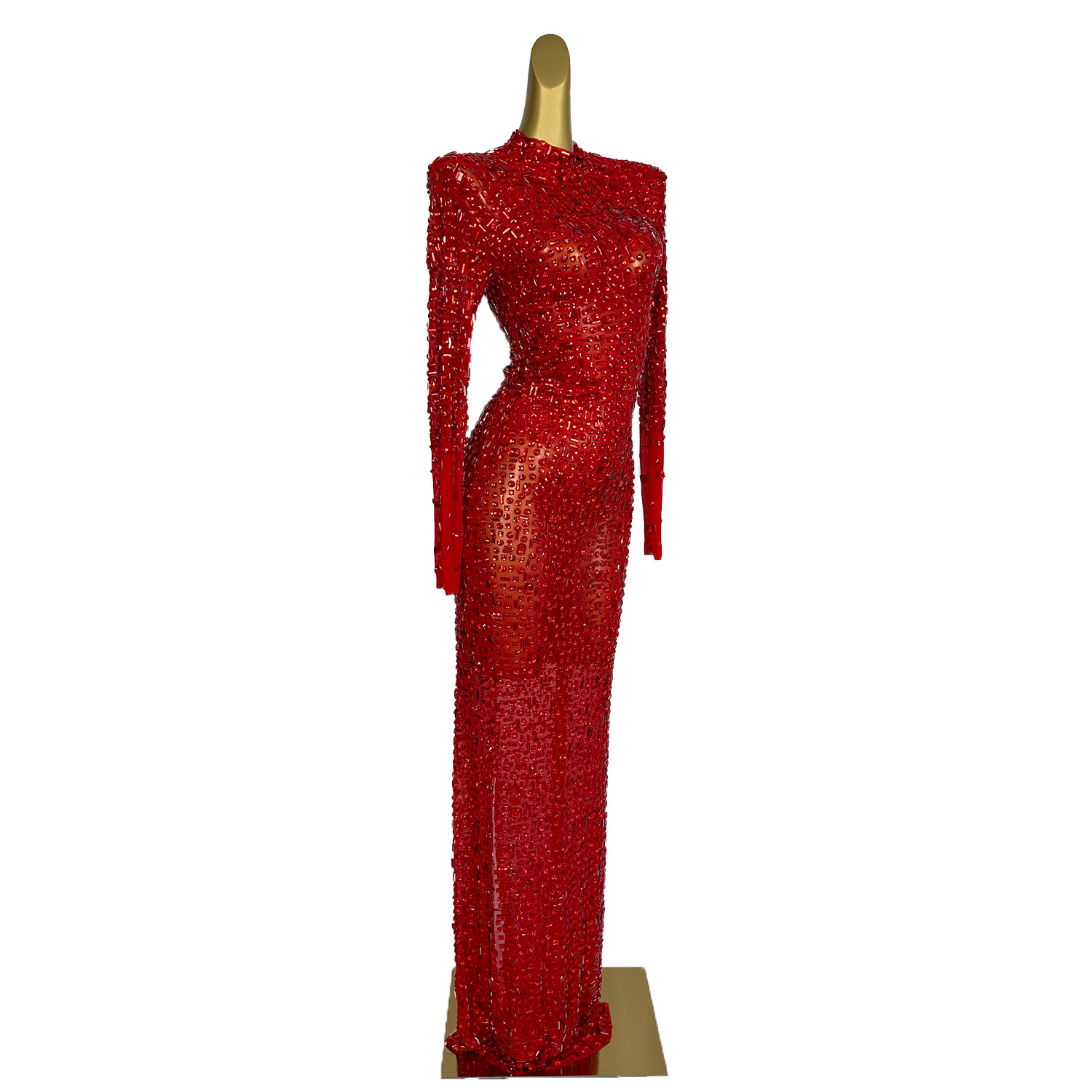Red Diamonds Dress See Through - Embroidery Abaya review and price