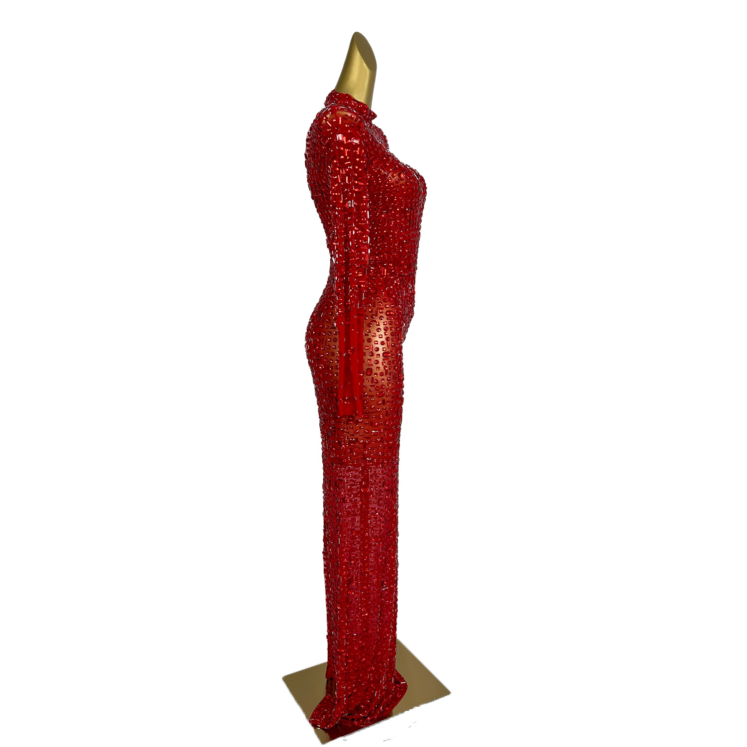 Red Diamonds Dress See Through - Embroidery Abaya review and price