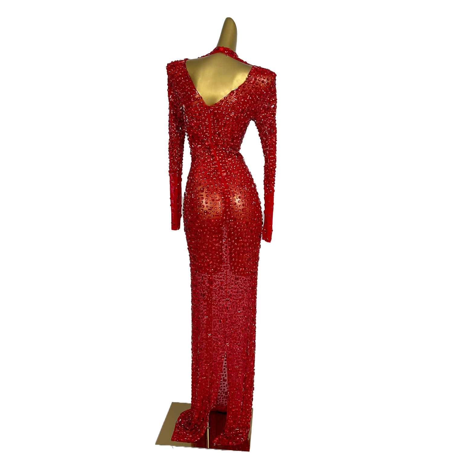 Red Diamonds Dress See Through - Embroidery Abaya review and price