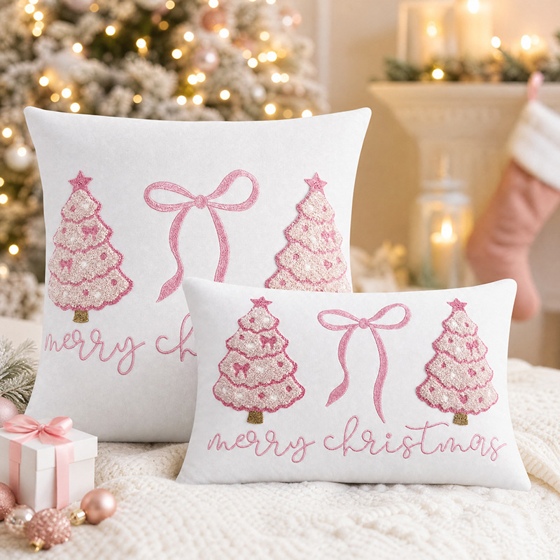 Elegant Pink Christmas Throw P - Embroidery Xmas Tree review and price