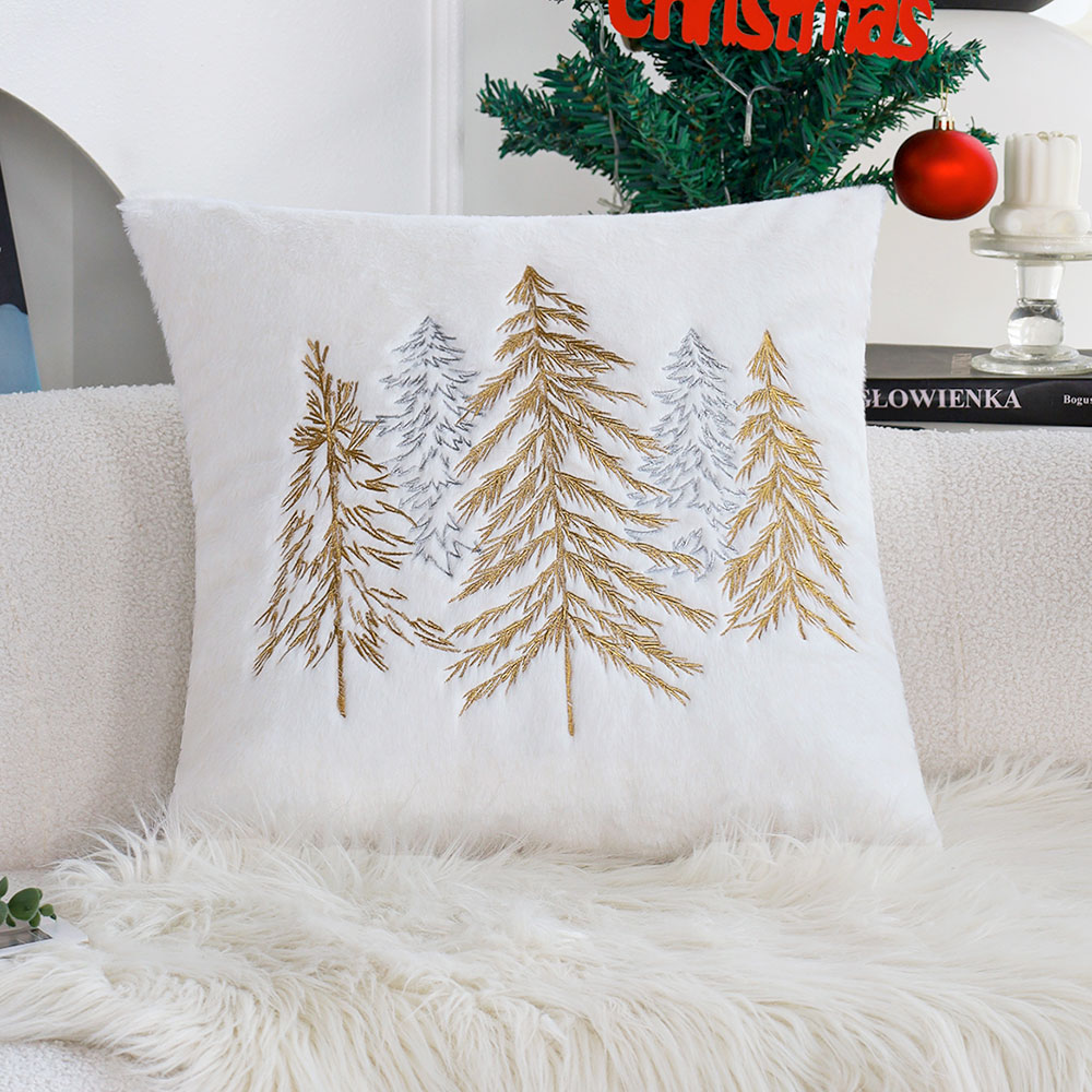 Christmas Faux Rabbit Fur Pill - Embroidery Xmas Tree review and price