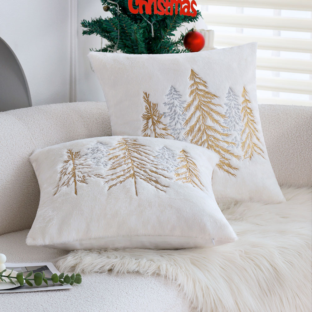 Christmas Faux Rabbit Fur Pill - Embroidery Xmas Tree review and price