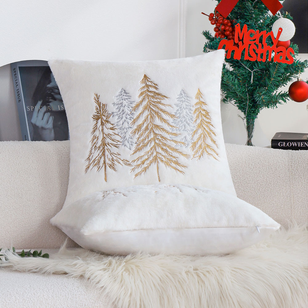 Christmas Faux Rabbit Fur Pill - Embroidery Xmas Tree review and price